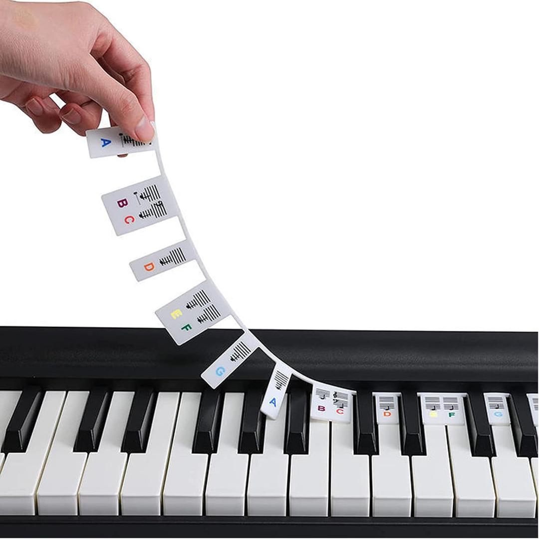 Piano Notes Guide Removable Silicone: 88 Key Full Size Piano Keyboard Note Labels for Beginner, Colored Music Key Stickers Alternative with Storage Box for Kids Adults Learning