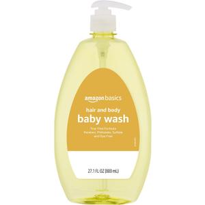 Amazon Basics Tear-Free Baby Hair and Body Wash, 27.1 Fluid Ounce, Lightly Scented, 2 Pack