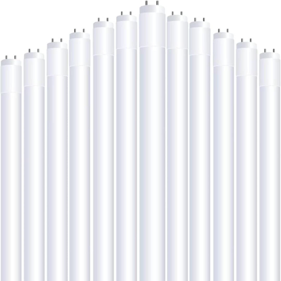 Feit Electric 2ft LED T8 Linear Tube Light, 20W Equivalent, 4000K Cool White, G13 Base, 800 Lumens, Works with Most Magnetic/Electronic Ballasts, 50,000-Hour Lifetime, T24/840/LEDG2/RP/12, 12 Pack