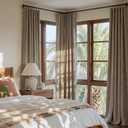 RYB HOME Polyester Textured 100% Blackout Curtains for Bedroom, Insulating Energy Saving Window Curtains for Living Room Dining Patio Sliding Glass Door, Wide 52 x Long 84 inch, Burlap, 2 Panels