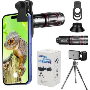 Phone Camera Lens Kit 28X Telephoto Lens for iPhone with E-Clip and Tripod, Suitable