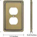 Henne Bery Rope Edge Decorative Wall Plate Switch Plate Outlet Cover (Single Duplex, 3 Pack, Antique Brass)