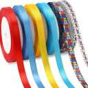 DECYOOL 6 Rolls 150 Yards Autism Awareness Ribbons, Autism Satin Wreath Ribbon Puzzle Burlap Ribbons for Gifts Wrapping Party Decor Craft Bow Charitable Making Supplies