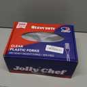 JOLLY CHEF 300 Count Clear Plastic Forks Heavy Duty, 7.1" Heat Resistant Solid and Durable Plastic Forks Disposable, Disposable Bulk Cutlery Suitable for Parties Supply Events Everyday Use