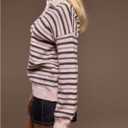 RoseSeek Women's Striped Lightweight Golf Sweaters Long Sleeve Collared Button Loose Fit Pullover Tops (XL)