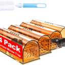 4 Pack Humane Mouse Traps No Kill, Live Mouse Traps Indoor, Reusable Small Mice Trap Catcher for House & Outdoors (05-Orange(4Pack))