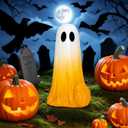 3 x Halloween Figurines Ghost Decor, Resin Statue Halloween Ghost Decorations, Cute Small Cute Ghost Figurine for Table Shelf Display, Decoration Indoor (Yellow)