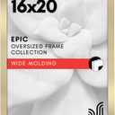 Americanflat 16x20 Picture Frame with Polished Plexiglass - Gold Picture Frame - Wide Photo Frames Made of Engineered Wood for Vertical or Horizontal Wall Display - Epic Collection - Gold