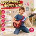Kids Electric Guitar Toy for Ages 3-5 21 Inch Light Up Guitar with 4 Strings Infrared Sensor & Strap Musical Gift for Boys Girls (Red)