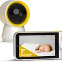 Ellie Baby Monitor, 5" IPS Screen, 1080P HD No WiFi Camera, 6000mA Battery Life, 1000ft Long Distance, Smart Monitoring: Cry Detection, Virtual Fench, Sleep Analysis, 24hrs Playback, Anti-Noise