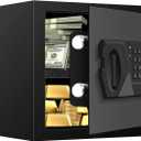 1.2 Cub Small Fireproof Safes for Home Use, Digital Home Safe Fireproof Waterproof with Programmable Keypad, Spare Keys and Removable Shelf, Fire Safe Box for Money Medicines Valuables