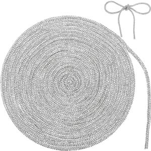 9 Yards Rhinestone Glitter Shoelaces Rhinestone Shoe Laces Glitter Cord Crystal Shiny Round Cords Bling Hoodie Drawstring for DIY Sweatpants Sneakers Hoodies Dress Decorations(White,9 Yards)
