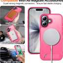 MOZOTER for iPhone 17 Case with Kickstand,[Compatible with MagSafe] [12FT Military Grade Protection] Slim Translucent Matte Shockproof Phone Case,6.3",Rosered