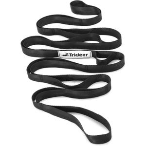 Trideer Stretching Strap Yoga Strap Physical Therapy for Home Workout, Exercise, Pilates and Gymnastics, 10 Loops Non-Elastic Stretch Bands with Aesthetic Packaging for Women & Men (Black)