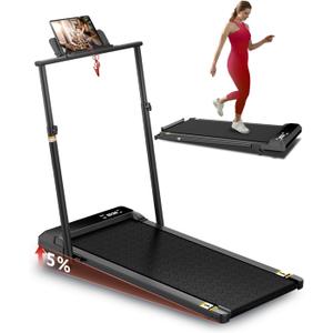 Walking Pad Treadmill with Incline,Under Desk Treadmill with Incline 2 in 1 for Walking and Jogging,2.5HP Compact Incline Walking Pad for Home Office with Remote Control (Dark black)