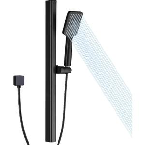 Matte Black Hand Shower with Slide Bar, 3-Function High Pressure Handheld Shower Head with Slide Bar, Stainless Steel Adjustable Height 25" Long Slide Bar Combo Shower Faucet, Wall Mount