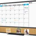 XBoard Dry Erase Calendar Whiteboard 36 X 24 - Combo White Board Calendar Monthly, Magnetic White Board + Corkboard with Black Aluminum Frame, 10 Colorful Push Pins & Marker Tray Included