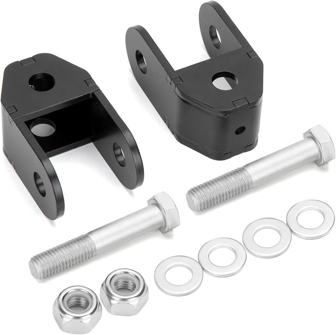 Dynofit 2-4" Rear Shock Extenders for Chevy Silverado 1500 & GMC Sierra 1500 1999-2026, Heavy-Duty Black Powder Coated Steel Extension Bracket Compatible with Rear Lift Leveling Kits for Tahoe, Yukon