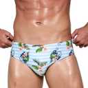 Arcweg Men's Swimming Trunks Briefs Low Waist with Removable Pad Swimwear Elastic Beach Shorts Boxers Underwear (Medium)
