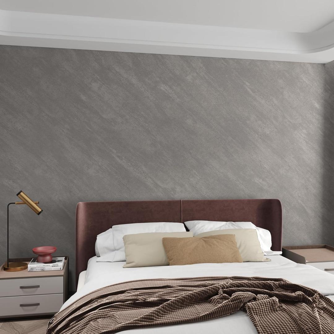 3yecao 48"×197" Large Size Extra Wide Thick Grey Concrete Wallpaper Peel and Stick 3D Industrial Vinyl Matte Textured Removable Gray Concrete Contact Paper for Bedroom Bathroom Gym Office's Walls
