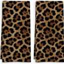 Leopard Print Decor Kitchen Towels Set of 2, Preppy Cheetah Hand Towel, Gifts for Cheetah Lovers Women Decorative Tea Dish Towels for Kitchen, Funky Trendy Leopard Bathroom Decor, 16x24in