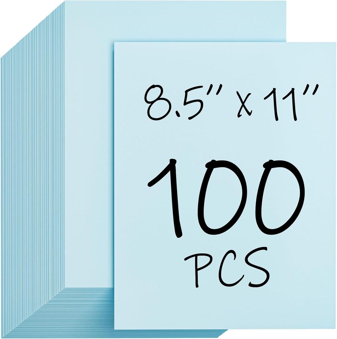100 Sheets Blue Cardstock 8.5 x 11, 92lb/250gsm Colored Card Stock Printer Paper, Thick Cardstock Cover Stock for Invitations, Printing, Invitations, Cards
