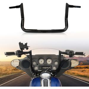 Ape Hanger Motorcycle Handlebars - Ohhmoto 1-1/4" 1.25 inch Bar for 1986-2023 Touring Street Glide FLHX & Electra Glide FLH Rise 12" Black