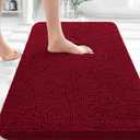 OLANLY Bathroom Rugs 30x18, Extra Soft Absorbent Chenille Bath Rugs, Rubber Backing Quick Dry, Machine Washable Bath Mats for Bathroom Floor, Tub and Shower, Home Decor Accessories, Red