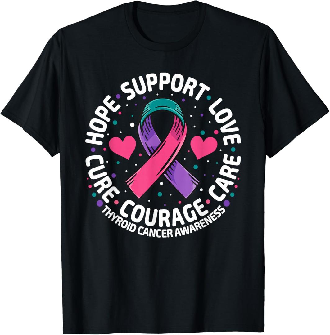 Thyroid Cancer Support tee Family Thyroid Cancer Awareness T-Shirt, S