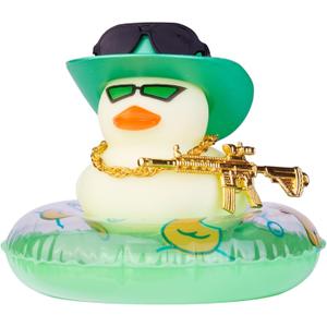 2 x Colorful Car Rubber Ducks Expressive Duck Dashboard Decorations Accessories with Mini Hat Swim Ring Necklace Sunglasses and Cool Prop for Car Dashboard Decorations Home Decor(F8)