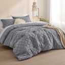 Bedsure Full Comforter Set - Grey Comforter, Boho Tufted Distressed Vintage Bedding for Kids, 3 Pieces Farmhouse-Style Bed Set for All Seasons, Fluffy Soft Bedding with 2 Pillow Shams