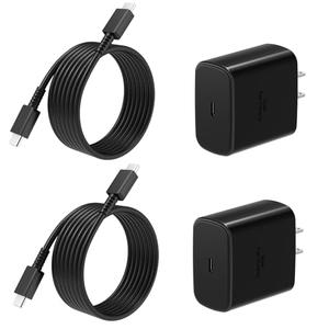 Type C Charger Fast Charging 2Pack USB C Super Fast Charger Block with 6FT USB-C Android Phone Cable for Samsung Galaxy S26 +/Ultra S25 S24 S23 S22 +/Ultra/ S21 S20/Tab S9/iPhone 17/16/15 and More