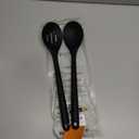 600F Heat Resistant Silicone Spoons: U-Taste 13.3in Solid & Slotted Kitchen Cooking Spoon, Nonstick Long Rubber Utensil, Sturdy for Mixing, Serving, Stirring, Frying, Draining (Black, 2PCS)