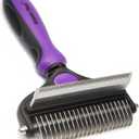 Maxpower Planet Pet Deshedding & Grooming Brush - Double Sided Design for Dogs & Cats - Undercoat Rake Effectively Reduces Shedding by Up to 95% - Large Size - Purple