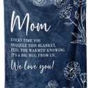 GiltGlimmer Gifts for Mom, Mom Birthday Gifts Blanket, Moms Gift for Women from Daughter Son, We Love You Present for Mother Mommy Mothers Day Christmas 60" x 50", Blue