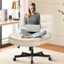 Criss Cross Chair with Wheels Armless Cross Legged Office Chair Wide Home Office Desk Chair Swivel Comfy Vanity Desk Chair Height Adjustable Mid Back Wide Seat Computer Task Chair, Begin
