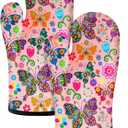 Swooflia Oven Mitts 2 PCS for Kitchen, Heat Resistant Hot Mittens Gloves for Cooking Grilling Baking BBQ Butterfly Cook Essentials Accessories Home Microwave Safe (7''x11'')