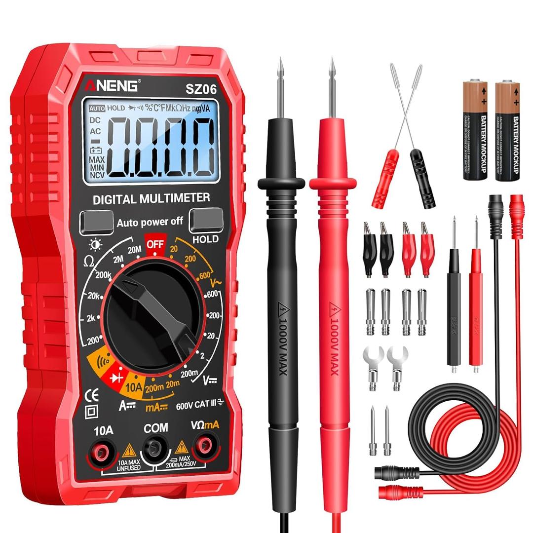 ANENG Digital Multimeter Tester Measures AC/DC Voltage,DC Current Ohm Amp Meter,Professional Multimetro Auto Voltmeter with Resistance, Diodes,Buzzer Handhold Electrial Tools