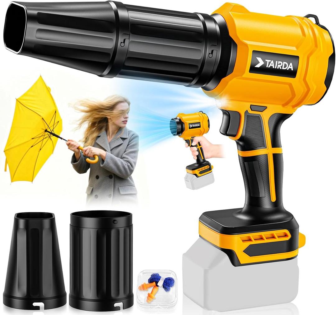 Cordless Leaf Blower Compatible for Dewalt 20V Battery(NO Battery), Mini Turbo Jet Blower with 2 Nozzles, Lightweight & One-Hand Use, for Patio Garage Yard Cleaning Car Dryer(Tool Only) (Yellow+Black)