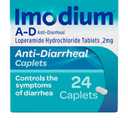 Imodium A-D Diarrhea Relief Caplets with Loperamide HCl, Anti-Diarrheal Medicine to Help Control Symptoms of Diarrhea Due to Acute, Traveler's Diarrhea, HSA/FSA Eligible, 24 ct, 5 Pack, Expiration Date August 2027