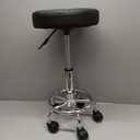 Round Rolling Stool with Wheels Height Adjustable Swivel Stool Chair for Spa Salon Massage Black