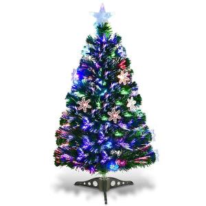 3 ft. Pre-Lit Fiber Optic Artificial Christmas Tree with Multi-Color Lights Snowflakes
