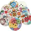 Chenkou Craft 20pcs 2" (50mm) Round Flower Wood Buttons 4 Holes Craft Sewing Button (50mm)