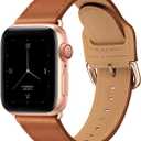 POWER PRIMACY Leather Bands Compatible with Apple Watch Band 38mm 40mm 41mm 42mm 44mm 45mm 49mm, Genuine Leather Strap Compatible for Women Men iWatch SE Ultra Series 9 8 7 6 5 4 3 2 1