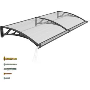 Window and Door Awning Exterior,40x60 Inch Polycarbonate Spliced Outdoor Overhang Canopy with Drainage,UV/Rain/Snow/Sunlight Protection,Awnings for Outside,Patio,Porch,Deck,House Entrance