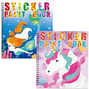 90shine 2PCS Sticker Books for Girls Kids Ages 4-8 Sea-Maid Horned Horse Themed Designs Party Gift Create 22 Pictures