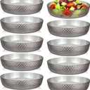 10 Pack Clear Plastic Serving Bowls 10 Inch Large Elegant Diamond Pattern Salad Mixing Bowl Plastic Buffet Serving Bowls for Vegetable Fruit Salad Candy Chip Popcorn Snack (Grey), 10 x 10 x 2.2 inch/25 x 5.5 x 5.5 cm
