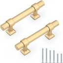 10Pack Hole Centers 2.5inch(64mm) Gold Champagne Cabinet Handles T Shaped Kitchen Cabinet Pulls Hardware Pull Handle for Cabinets Dressers 4inch Total Length