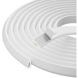 V Shape Thin Foam Weather Stripping Door Frame Seal Strip 19.7FT White, Draft Stopper, Insulation Winter, Weatherstripping, Gap Sealing, Soundproofing, Self-Adhesive Used for Exterior Front Door Side