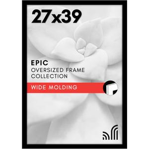 Americanflat 27x39 Poster Frame with Polished Plexiglass - Black Picture Frame - Wide Photo Frames Made of Engineered Wood for Vertical or Horizontal Wall Display - Epic Collection - Black